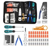 Kit d'outils réseau - Testeur de câbles - Outil de pose - Pour l'installation et la réparation de réseaux Ethernet - Noir