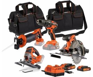 Kit d'outils sans fil DUAL POWER 20V, Perceuse-visseuse, Scie sauteuse, Scie sabre, Scie circulaire, 2 Batteries, Chargeur
