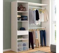 Kit dressing MELINE 160 x 40 x 180 cm blanc avec étagères + tiroir + double penderie