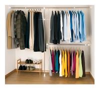 WENKO Portant vêtement téléscopique Dressing sur Mesure HERKULES| 3 tringles barre de soutien | Sans perçage dressing armoire| Réglable Longueur et Hauteur | Acier| 150-245x160-202x11cm |Blanc