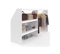 IDMarket Dressing sous pente TOMI - étagère 2 niveaux, penderie extensible 195x50x70/110 cm blanc