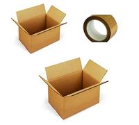 Kit E-commerce et déménagement : 10 grandes boîtes en carton robustes 60 x 40 x 40 cm + 10 boîtes en carton moyen 50 x 30 x 30 cm avec 1 ruban adhésif Havane