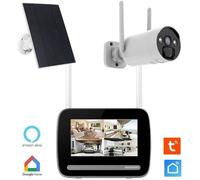 KYF Kit écran et caméra solaire 7" enregistreur 4MP Ultra HD Caméra rechargeable Panneau solaire