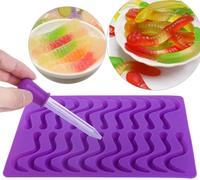 Kit en forme de gélatine avec 20 compartiments pour la confection de bonbons et de gâteaux, comprenant un applicateur, fabriqué en silicone de qualité alimentaire