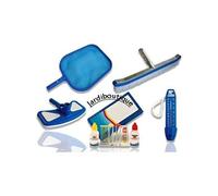 kit Entretien Piscine - Brosse avec Cadre en Aluminium renforcé et épuisette, kit Analyse de l'eau, Aspiration, thermomètre