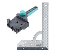 Kit Équerre de Menuisier Multifonction - wolfcraft - Longueur 300 mm et Guide d'assemblage bois, Gabarit de perçage - 8655000