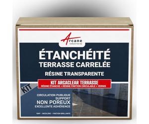 Kit Étanchéité Terrasse Carrelage Transparent 10 m² Finition Brillante | Kit Complet Étanchéité, Résine Transparente Circulable, Terrasses, Balcons, Carrelage, Résiste aux Uv - Arcane Industries