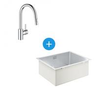 Kit Evier cuisine K700 sous-plan 540x440mm Acier inoxydable + Mitigeur douchette extractible 2 jets (31574SD1-SET5)