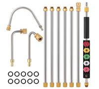 Kit extension nettoyeur haute pression Nexalite 4000 PSI, tiges courbes | 3 baguettes coudées + 6 buses; raccord rapide 1/4"; pour toit, vitres, gouttières; jet précis, accès en hauteur