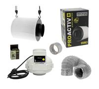 Kit extracteur 360m3/h + filtre à charbon Proactiv 125mm