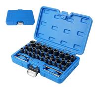 Kit extracteur de boulons cassés,Set de 33 Pièces Anti-Choc pour Écrous Universels,Kit de Retrait d'Écrous de Roue - pour goujons rouillés arrondis, fixations strippées, machines,