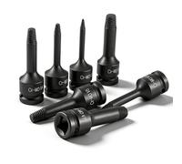Kit Extracteur De Vis Cassée, 7 Pièces Tourne A Gauche Extracteur De Vis Dénudé, 1/2 Pouce Acier CR-MO Extracteurs De Boulon Pour Enlever Les Boulons CasséS, Vis Endommagées, Goujon Rouillés