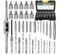 Kit Extracteur de Vis Cassées 52 Pièces, Extracteur de Boulons Endommagés, Goujons et Écrous, Tourne-à-Gauche, Tarauds et Forets à Métaux, pour Vis Rouillées et Boulons Cassés