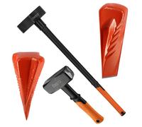 Kit fendeur de bûche manuel bois - 4 outils - 2 coins à bois éclateur acier forgé - 1 fendeur grand manche 4.6 Kg - 1 massette
