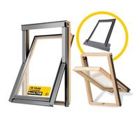 Kit fenêtre de toit pour groupe VELUX | Fenêtre de toit RoofLITE+ bois 78 x 98 cm double vitrage | Fenêtre pivotante | Raccord pour tuiles jusqu'à 50 mm + kit isolation et raccordement + cadre isolant