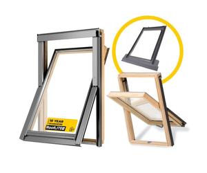 Kit fenêtre de toit pour groupe VELUX | Fenêtre de toit RoofLITE+ bois 78 x 98 cm double vitrage | Fenêtre pivotante | Raccord pour tuiles jusqu'à 50 mm + kit isolation et raccordement + cadre isolant