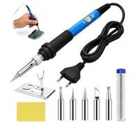 Kit Fer à Souder 60W 220V, 200-450°C Température Réglable avec 5 Pannes | Kit soudure électronique, fil d'étain 8 g, support Y, éponge, réparation électronique, bricolage