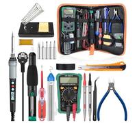 Kit Fer a Souder electrique a Affichage Numerique 90W Ensemble de 18 pieces Temperature Reglable 100 a 480 Avec Multimetre