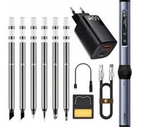 Kit fer à souder numérique de précision Fnirsi HS-01 65 W + 6 pointes + bloc d'alimentation
