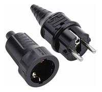 Kit Fiche Mâle Prise Femelle - YYV - 250V 16A - Caoutchouc - IP44 - Noir