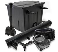 SunSun Kit complet: CBF-350 Filtre de bassin jusqu'à 12000 L, CTF-8000 pompe de filtration 8000l/h 70W, CUV-272 lampe uv 72W, 25m Tuyau 25 mm, HJ-943 fontaine 800l/h 16W, Y-distributeur