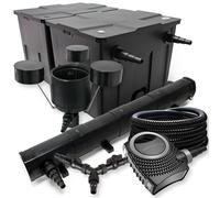 SunSun Kit complet: CBF-350B Filtre de bassin jusqu'à 60000 L, CTF-8000 pompe de filtration 8000l/h 70W, CUV-272 lampe uv 72W, 25m Tuyau 25 mm, CSP-250 Écumeur 2500l/h 45W, Y-distributeur