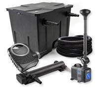 SunSun Kit complet: CBF-350 Filtre de bassin jusqu'à 12000 L, CTF-8000 pompe de filtration 8000l/h 70W, CUV-324 lampe uv 24W, 25m Tuyau 25 mm, CTP-2803 fontaine 3000l/h 10W