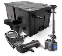 SunSun Kit complet: CBF-350B Filtre de bassin jusqu'à 60000 L Biologique, NEO7000 pompe de filtration 7000l/h 50W, CUV-318 lampe uv UVC Clarificateur avec 18W, CTP-2803 Pompe pour fontaine 3000l/h 10W