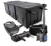 SunSun Kit complet: CBF-350C Filtre de bassin jusqu'à 90000 L, CTF-8000 pompe de filtration 8000l/h 70W, CUV-318 lampe uv 18W, 25m Tuyau 25 mm, CTP-2803 fontaine 3000l/h 10W