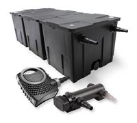 SunSun Kit complet: CBF-350C Filtre de bassin jusqu'à 90000 L Biologique, CTF-8000 SuperECO pompe de filtration 8000l/h 70W, CUV-318 lampe uv UVC Clarificateur avec 18W