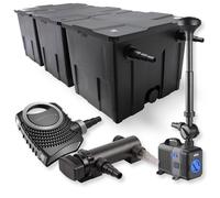 SunSun Kit complet: CBF-350C Filtre de bassin jusqu'à 90000 L Biologique, NEO7000 pompe de filtration 7000l/h 50W, CUV-318 lampe uv UVC Clarificateur avec 18W, CTP-2803 Pompe pour fontaine 3000l/h 10W