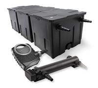 SunSun Kit complet: CBF-350C Filtre de bassin jusqu'à 90000 L Biologique, NEO10000 SuperECO pompe de filtration 10000l/h 80W, CUV-336 lampe uv UVC Clarificateur avec 36W