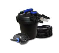 SunSun Kit complet: CPF-180 Filtre de bassin à pression jusqu’à 6000 L avec 11 Watt UV-C lampe uv, CTF-3800 SuperECO pompe de filtration 3600l/h 20W, 25m Tuyau 25 mm (1")