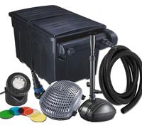 Kit filtre de bassin UBF 25000, UV-C 36 W, pompe XOE 8000, tuyau 32 mm, pompe pour jeux d'eau, projecteur de lumière