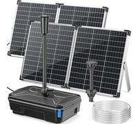 Kit filtre solaire pour étang de 120W, 6000 l/h, et pompe pour fontaine | Kit complet de filtre pour étang avec pompe submersible, filtration en 4 étapes et 3 buses, idéal pour les étangs de jardin, l