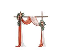 VEVOR Kit Fleurs Artificielles pour Arche de Mariage avec 2 Bouquets de Fleurs, 2 Rideaux Translucides, pour Décoration Célébrations Cérémonie, de Toile de Fond de Réception, Événements, Orange Blanc