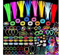 Kit Fluo Lumineux 349 Pièces - 150 Bâtons avec Connecteurs pour Lunettes Colliers Boules - Accessoire Soirée Déco Halloween Annivers
