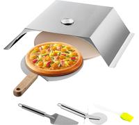 Kit four à pizza, four à pizza en acier inoxydable, kit pour faire des pizzas pour la plupart des barbecues au charbon de bois de 22 pouces, kit four à pizza pour barbecue comprenant une chambre à piz