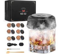 Kit fumoir à cocktail - Kit fumoir à whisky électrique - Avec 6 copeaux de bois - Pour Old Fashioned - Ecologique - Noir