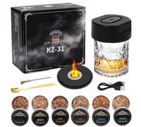 Kit Fumoir Whisky Électrique avec 6 Arômes de Copeaux de Bois, Fumoirs Boissons à l'ancienne, Kit de Fumoir pour Whisky pour Bourbon Cocktails, Cadeau pour Père, Anniversaire, Amateur de Cocktail