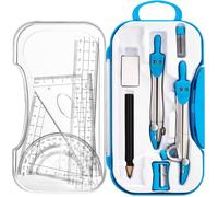 Kit Géométrie Et Maths 10 Pièces Compas Rapporteur Règle Crayon Gomme Taille-Crayon Rangement Scolaire Pour Dessin Mesure Label