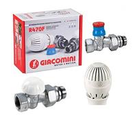 KIT GIACOMINI R470F AVEC TÊTE THERMOSTATIQUE VAUVES RADIATEUR (vanne et vanne de verrouillage) 1/2 "- droit