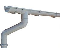 Kit gouttière PVC pour un versant | GD16 | disponible en 4 couleurs | Idéal pour véranda ou chalet de jardin ! (Kit complet jusqu'à 7.00 m, Gris)