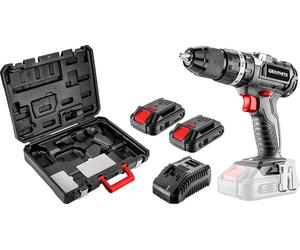 Kit GRAPHITE E+ : Perceuse/visseuse électrique sans balais 18V avec impact, Li-Ion, 13 mm, 2 batteries 2Ah, étui de chargement