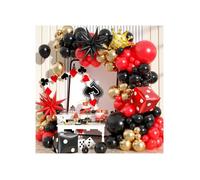 Kit Guirlande de Ballons - Govpy 104 pcs - Poker Casino - Rouge Noir Or - Ballons Dés & Couronne