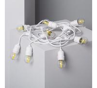 Kit Guirlande Waterproof 5.5m Blanche + 8 Ampoules Led E27 Filament 4w 4000k Blanc Neutre
