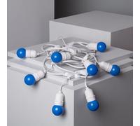 Kit Guirlande Waterproof 5.5m Blanche + 8 Ampoules Led E27 G45 3w De Couleurs Bleu