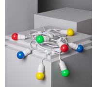Kit Guirlande Waterproof 5.5m Blanche + 8 Ampoules Led E27 G45 3w De Couleurs Multicolore