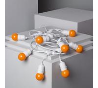 Kit Guirlande Waterproof 5.5m Blanche + 8 Ampoules Led E27 G45 3w De Couleurs Orange