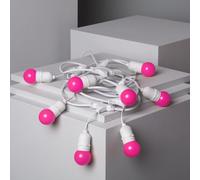 Kit Guirlande Waterproof 5.5m Blanche + 8 Ampoules Led E27 G45 3w De Couleurs Rose